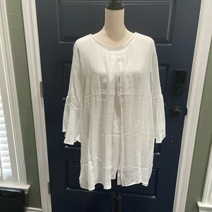 3X white gauze blouse